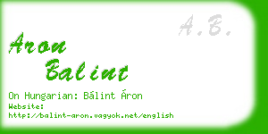 aron balint business card