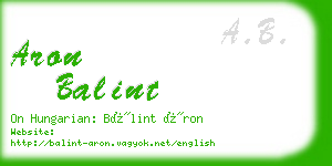 aron balint business card